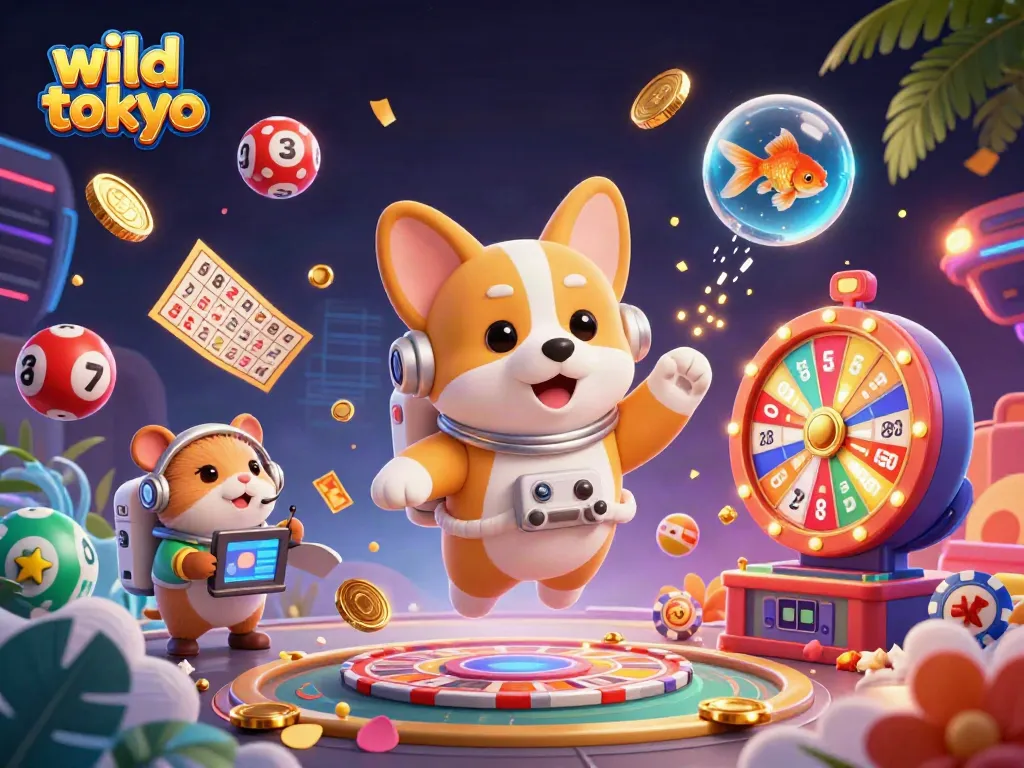 Experience wild tokyo casino excitement with 3D floating characters in a vibrant atmosphere.